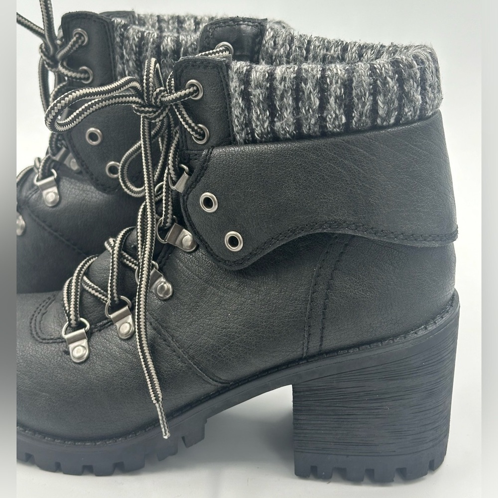 Unionbay Women's Dark Gray & Heather 7.5 Lugg Sole Boots Moto Lace Ankle Booties - Picture 3 of 11